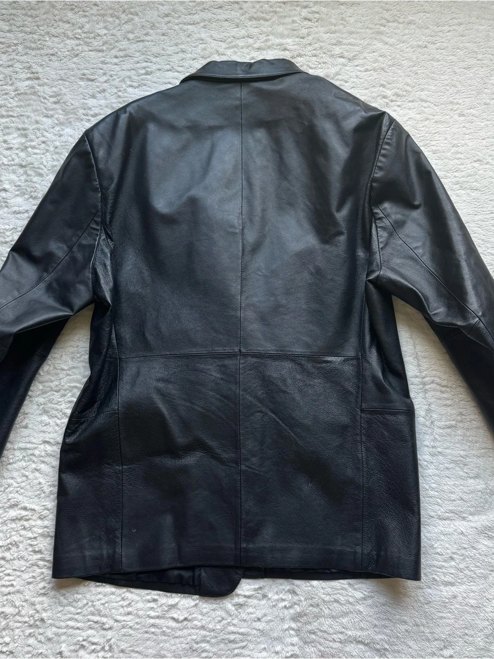 Vintage J Ferrar Leather Blazer Jacket Mens L Black Y2K 90s Minimalist Old Money